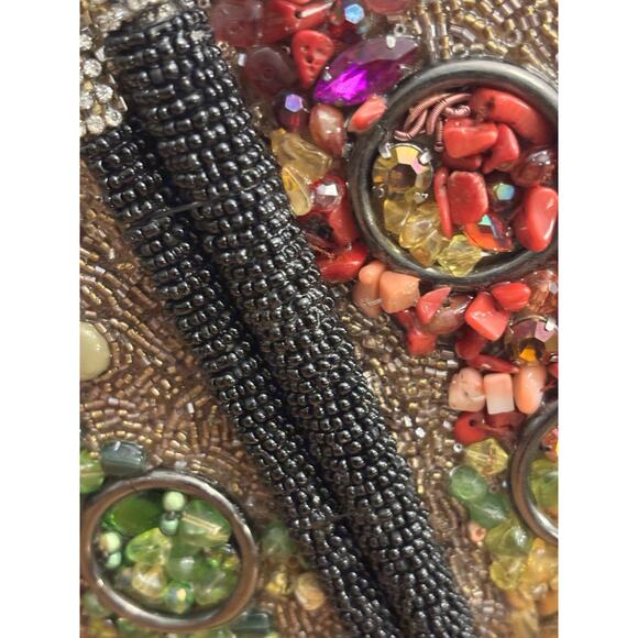 MARY FRANCES “PAINTER’S PALETTE” GOLD/RAINBOW BEADED HANDBAG/PURSE w/DUSTBAG - Picture 8 of 10